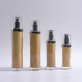 15m-130ml Cylinder Plastic Acrylic Lotion Bottle and Jars with Wood Like Printing